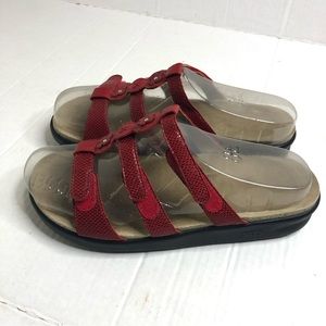 SAS Sandals Naples Slide Red Womens Size 10 M Triple Strap Adjustable